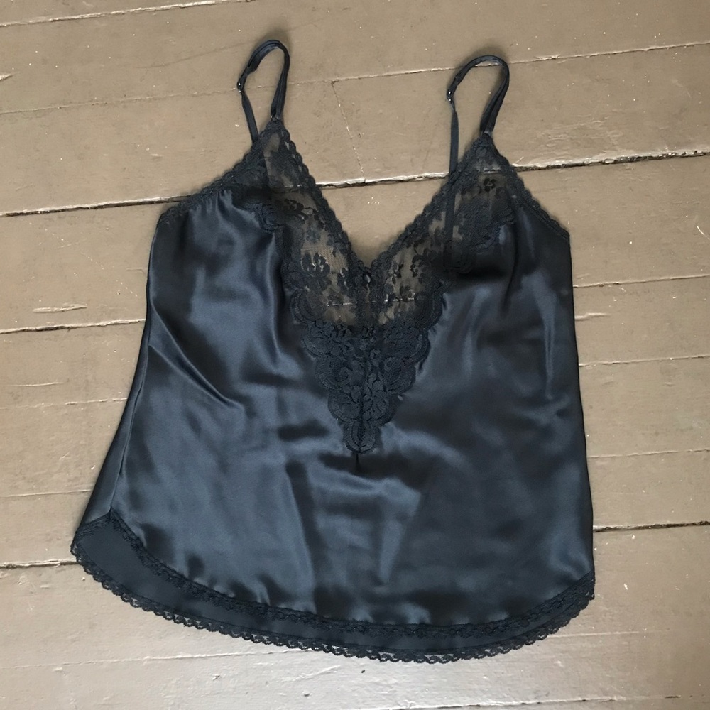 Vintage black lingerie lace tank top
